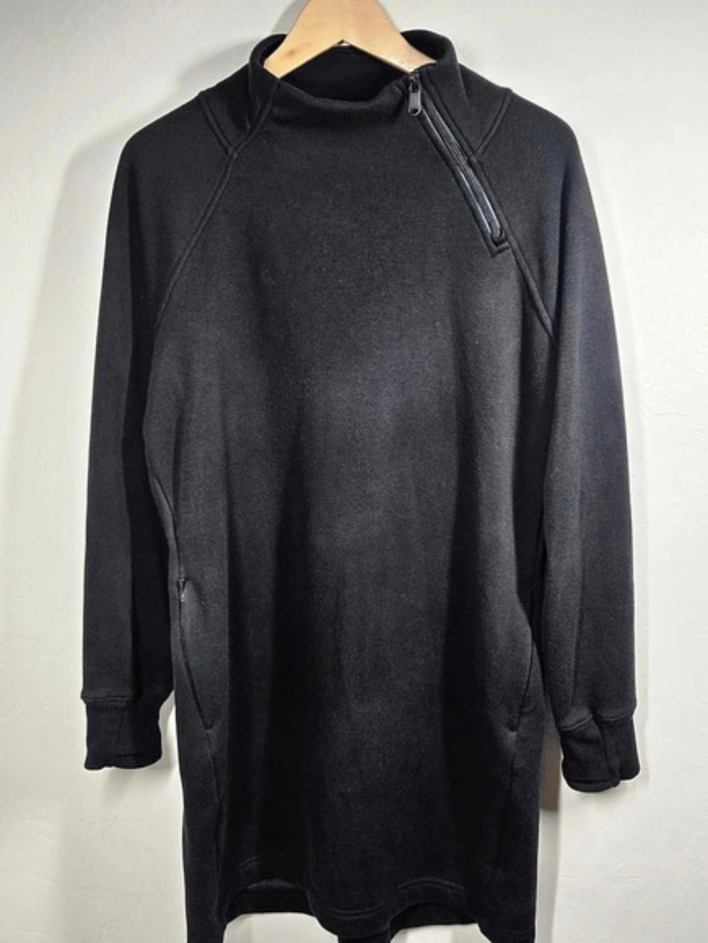 Athleta Cozy Karma Asym Sweatshirt Dress Black Medium